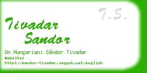 tivadar sandor business card